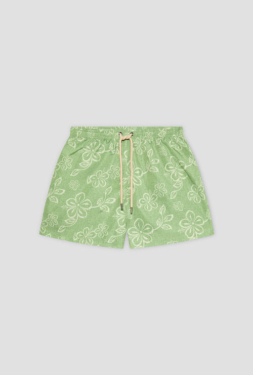 Pantaloncino da mare stampa a fiori Verde