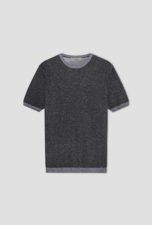 T-shirt vanisè in cotone crêpe Nero