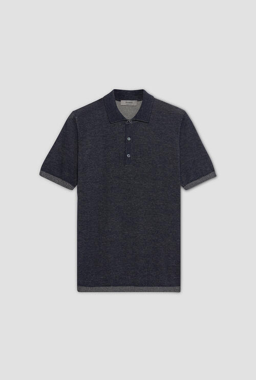 Polo vanisè in cotone crêpe Blu