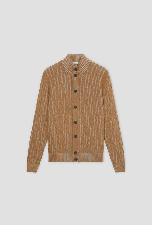Cashmere blend plaited vanisé jacket Camel