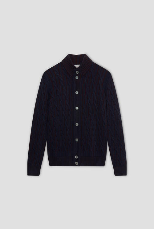 Cashmere blend plaited vanisé jacket Navy Blue