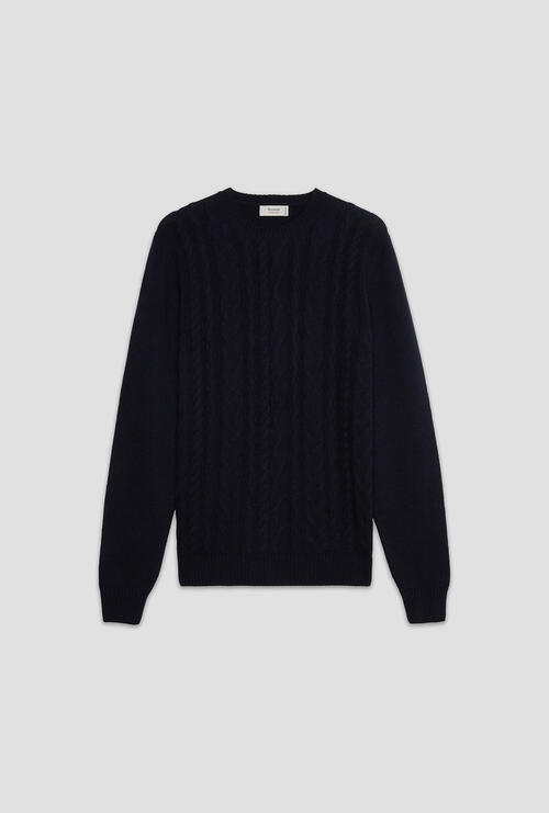 Maglia a trecce in misto cashmere Blu Navy