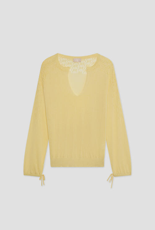 Maglia con scollo Giallo pallido