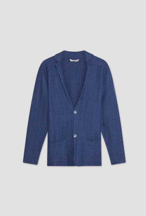 Giacca spinata in misto lino Blu
