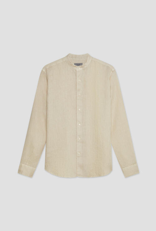 Camicia in lino con collo coreano Beije