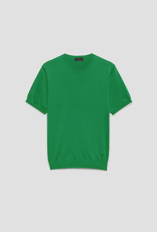 T-shirt in maglia in cotone Verde
