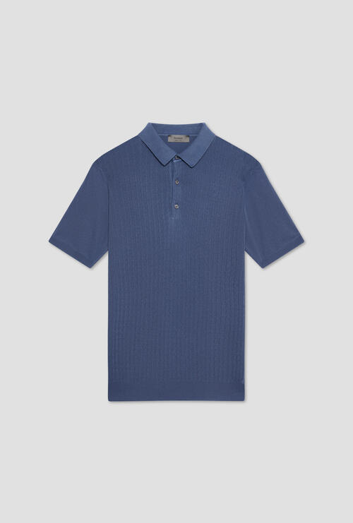 Polo in maglia con lavorazione Blu