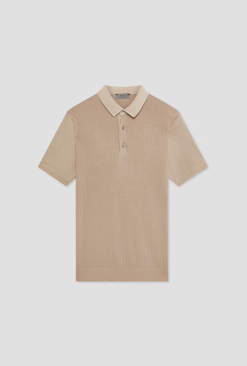 Polo in maglia con lavorazione Tortora