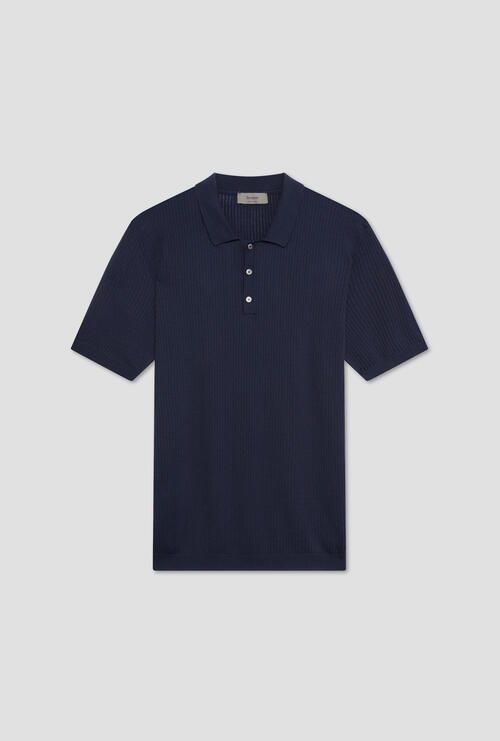 Polo a costina Blu Navy