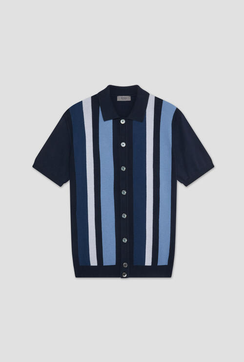 Polo camicia intarsio Blu