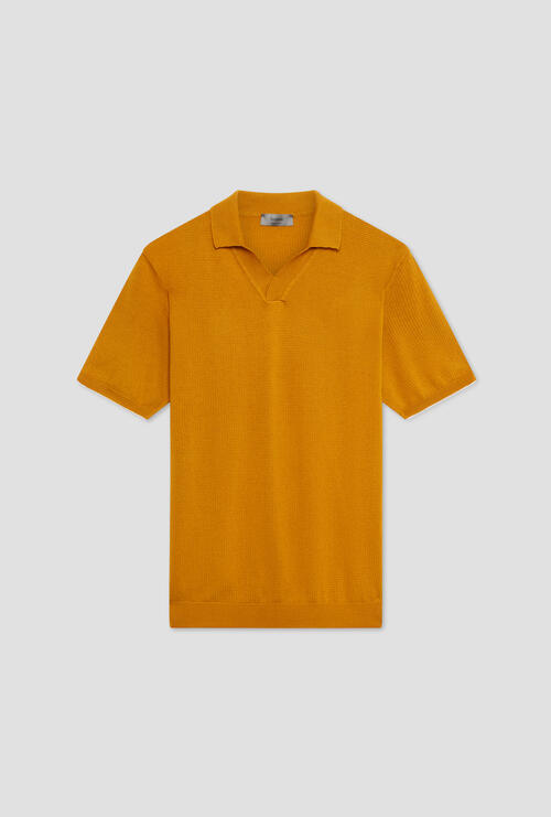 Polo senza bottoni con lavorazione Arancio