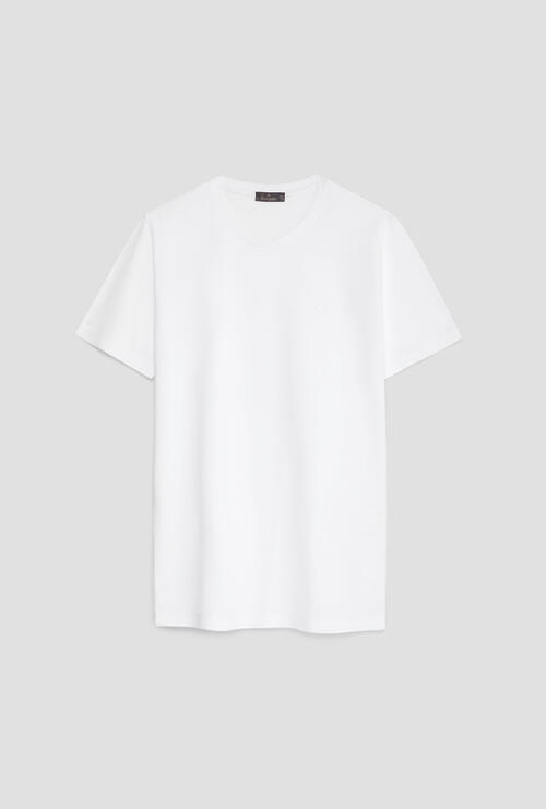 Elastic jersey T-shirt with embroidery White