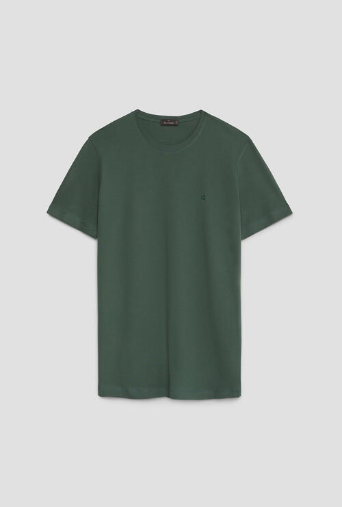 Elastic jersey T-shirt with embroidery Olive green