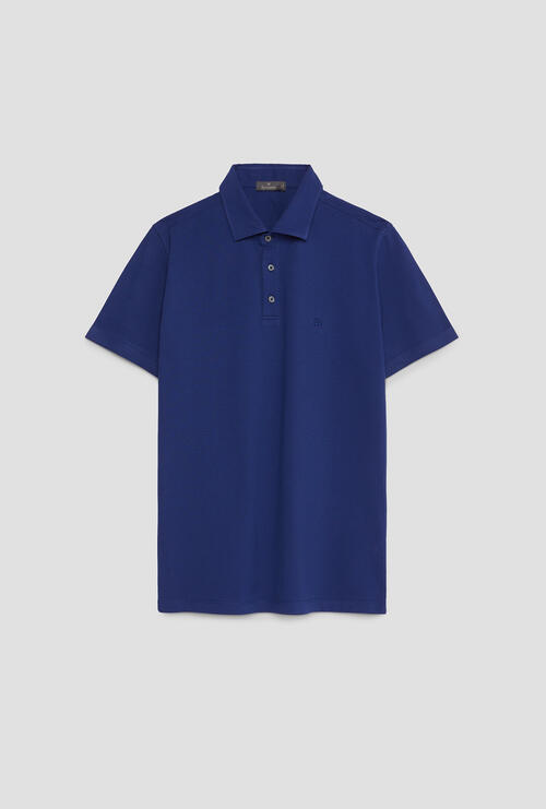 Elastic jersey polo shirt Blue