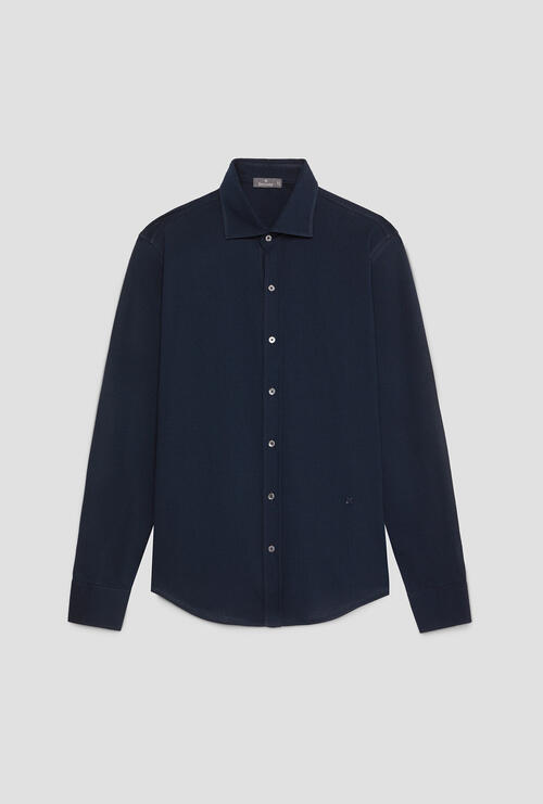 Camicia in piquet elastico Blu Navy
