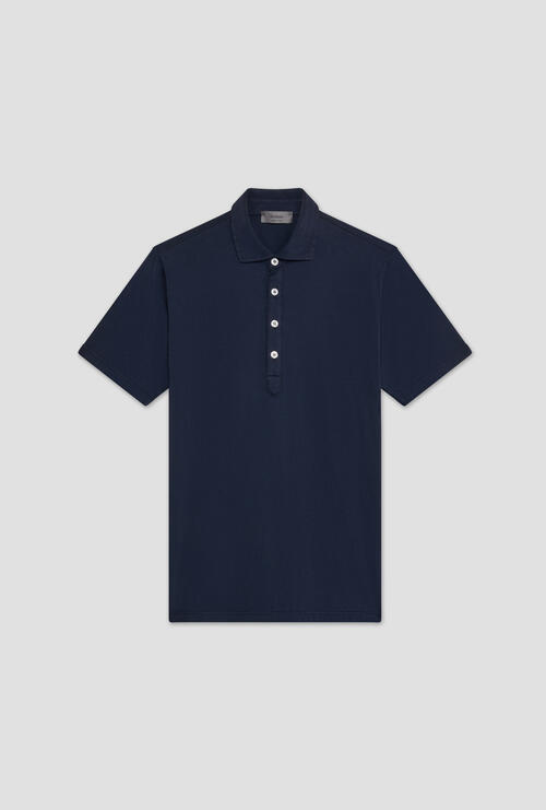 Garment dyed jersey polo shirt Navy Blue