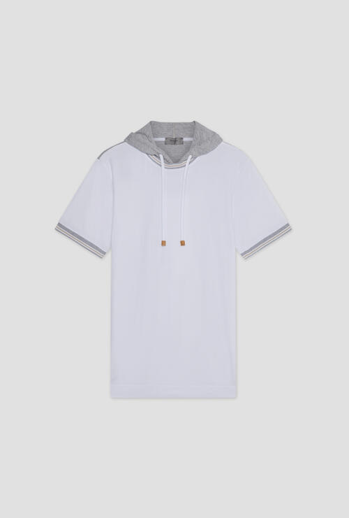T-shirt con cappuccio in cotone elastico Bianco