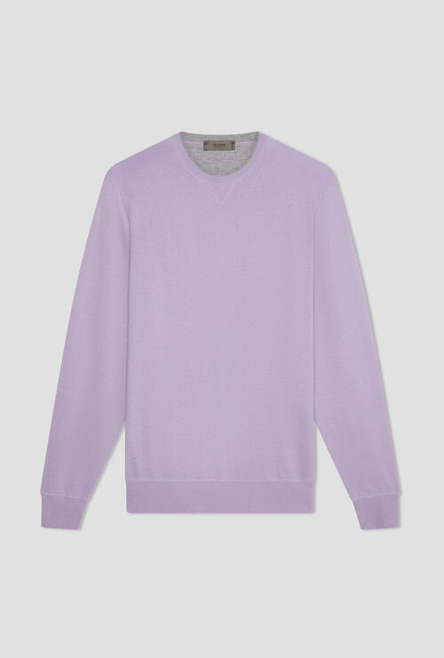 Carded wool crew-neck sweater Lilac