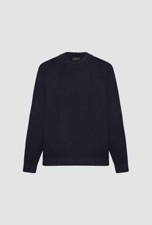 Two-thread piece-dyed mock neckline Blue