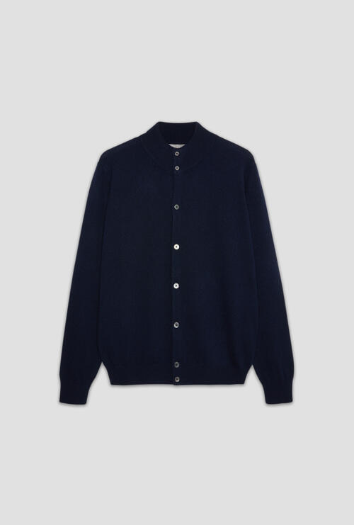 Pure cashmere buttoned jacket Navy Blue