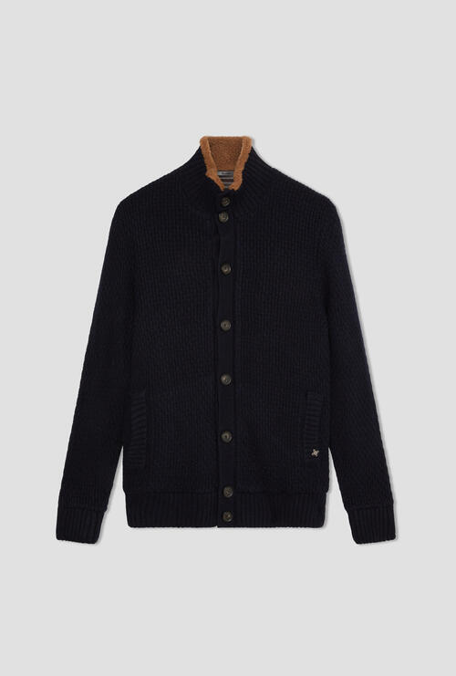 Eco fur lined jacket Navy Blue