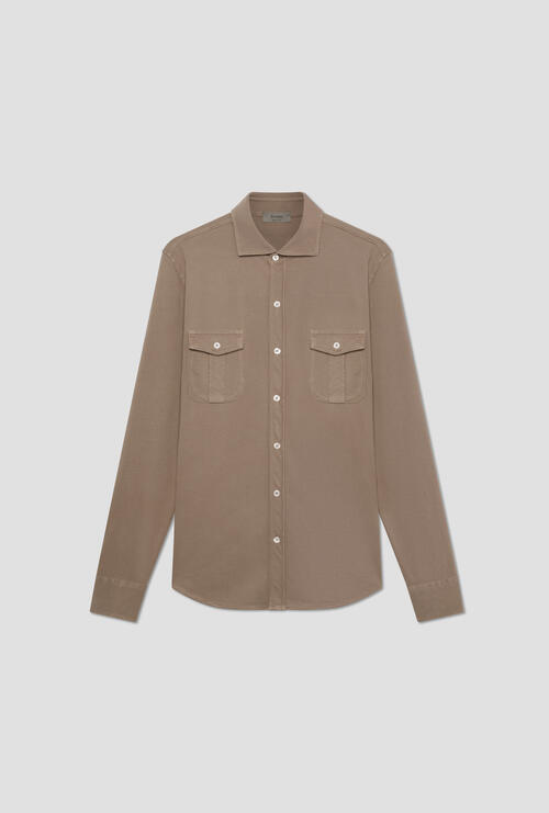 Camicia con tasconi Marrone