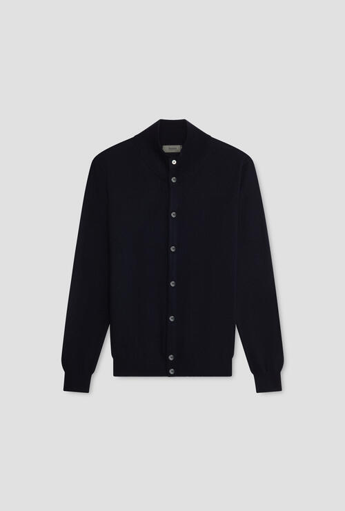 Blusotto in pure carded wool Navy Blue