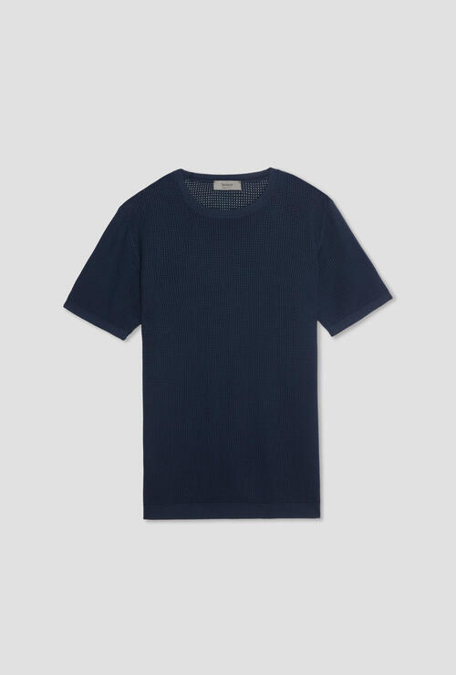 Garment-dyed crew neck with workmanship Navy Blue