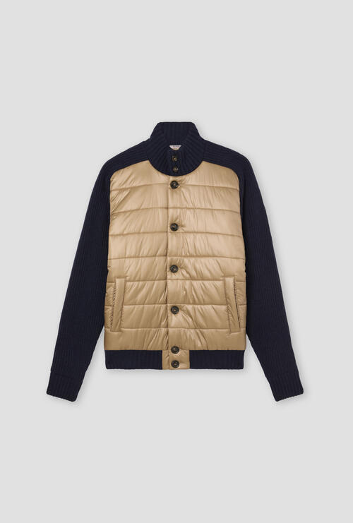 Padded jacket with sleeves and knitted details Navy Blue