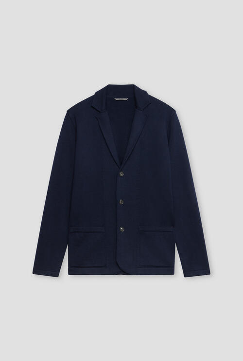 Pure wool knitted jacket Navy Blue