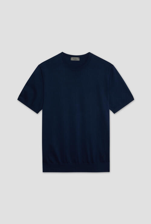 Girocollo mezza manica in puro cotone Blu Navy
