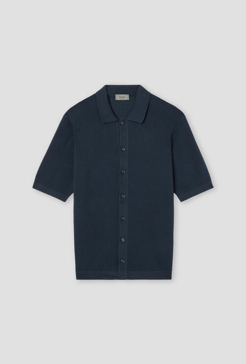 Camicia mezza manica in puro cotone Blu Navy