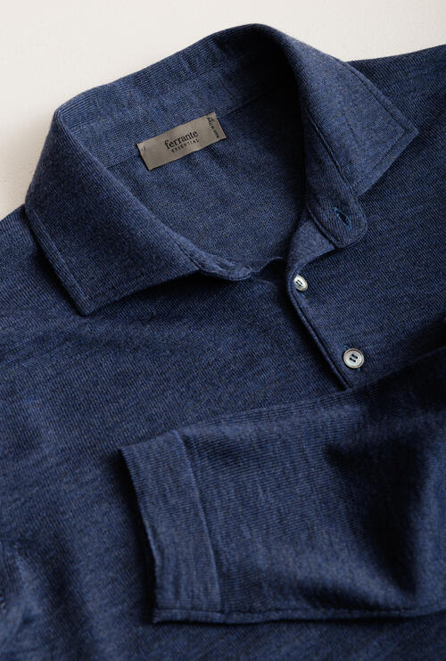Polo in pura lana Blu jeans