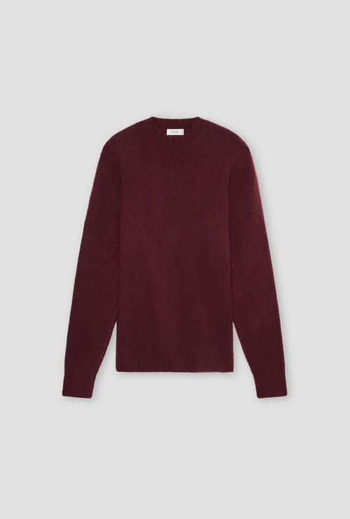 Girocollo boucl&egrave; in misto cashmere Bordeaux