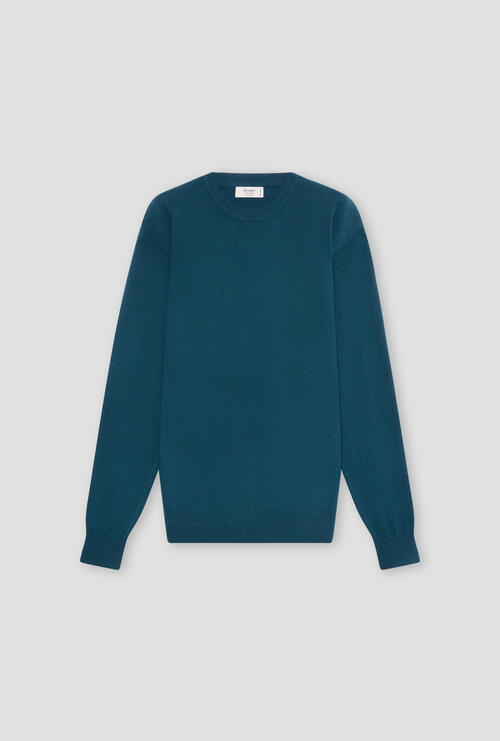 Girocollo in puro cashmere Petrolio