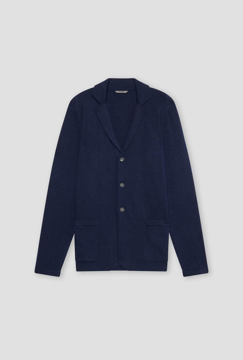 Jacket made from pure carded wool Navy Blue