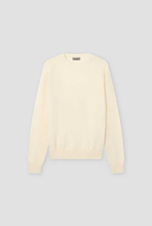 Shetland pure wool crewneck jumper Cream
