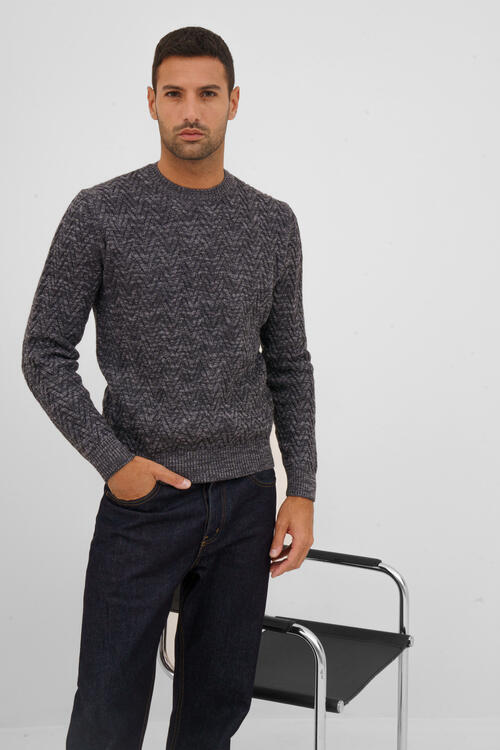 Two tone knit sweater Dark Grey