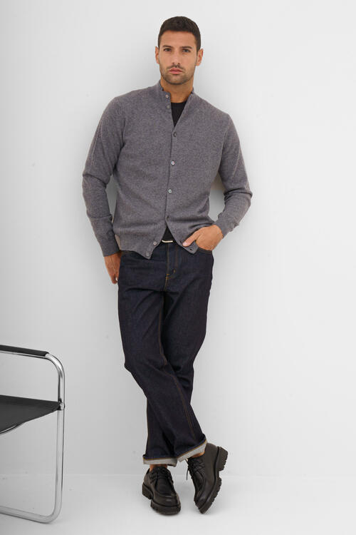 Pure cashmere buttoned jacket Grigio