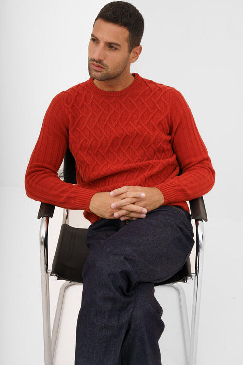 Pure wool crewneck Terracotta