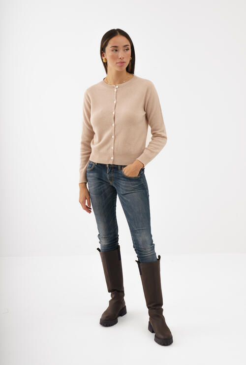 Cardigan in cashmere Lampone