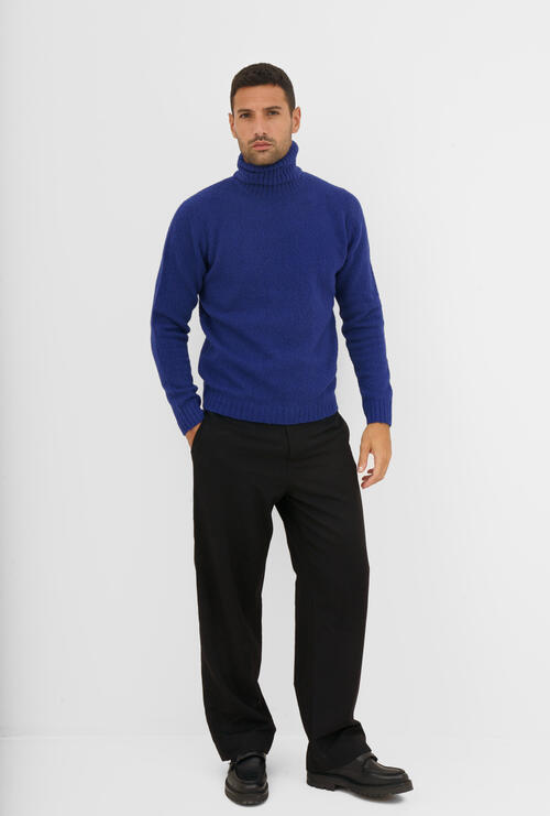 Dolcevita in cashmere malfilè Blu elettrico