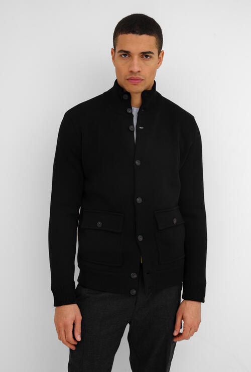 Lined bomber jacket in milano stitch Black