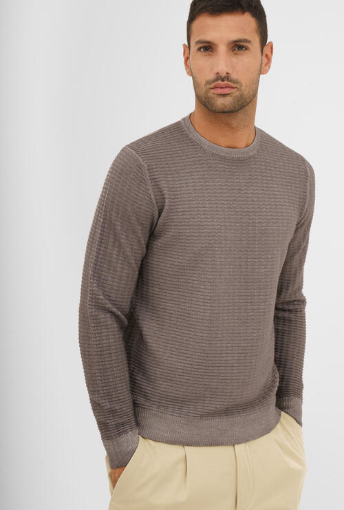 Garment dyed crewneck Taupe