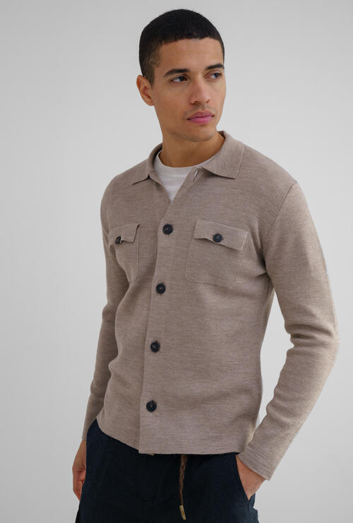 Shirt jacket in milano stitch Taupe