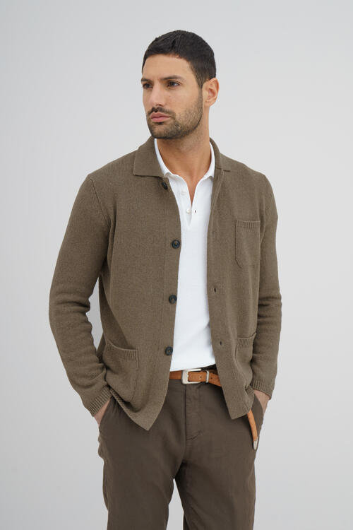 Giacca camicia bouclè Marrone
