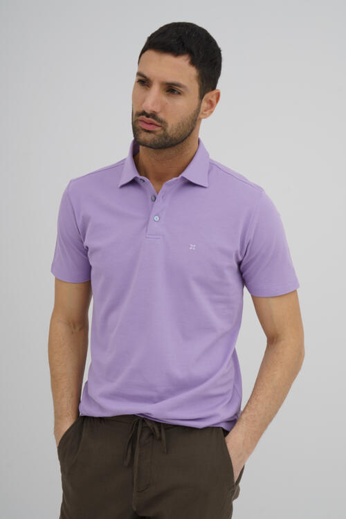 Elastic jersey polo shirt Lilac