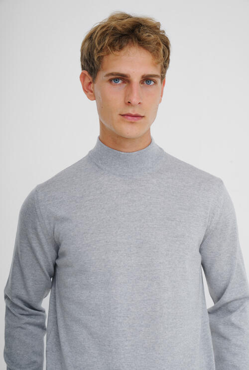 Half-neck in worsted wool Grigio