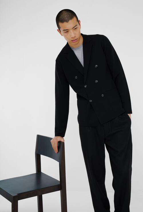 Double-breasted knitted jacket Black