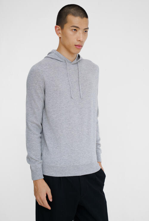 Carded wool hoodie Pearl grey